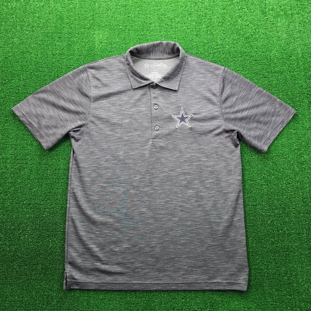 Dallas Cowboys Polo Shirt Mens Medium Gray Short Sleeve NFL Football Sports‎